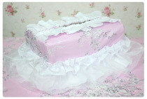 Pink large flower Korean style pastoral fabric pure cotton tissue box jacket tissue paper outer napkin box set