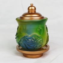 Pure copper ancient method glazed holy water cup Buddha front Cup aromatherapy vase water cup Guanyin God of Wealth holy water cup ornaments