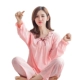 Đồ ngủ nữ cao cấp cho nữ mùa xuân và mùa thu dài tay cotton trùm đầu Dịch vụ tại nhà XL áo len cotton nữ đồ bộ dài tay mặc nhà Giống cái