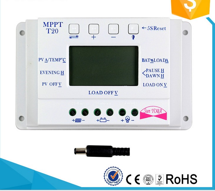 M20 solar controller 12V24V20A LCD with adjustable morning bright solar street lamp controller