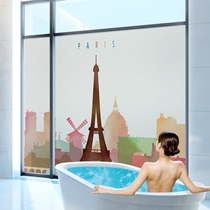 Colored electrostatic window glass sticker wardrobe patch blackout window paper doors and windows glass film watercolor city
