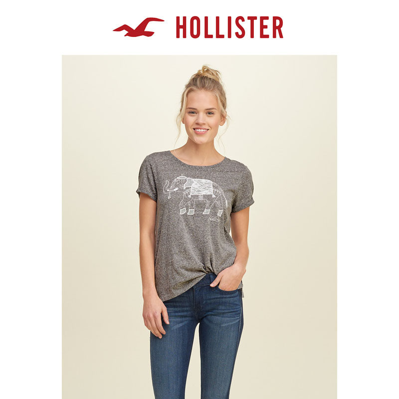 Hollister 2016春装新款标识图案 T 恤 女 115370