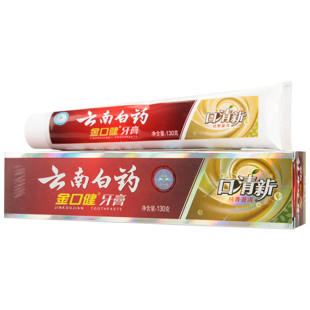 云南白药 金口健口清新牙膏 纯青普洱 130g