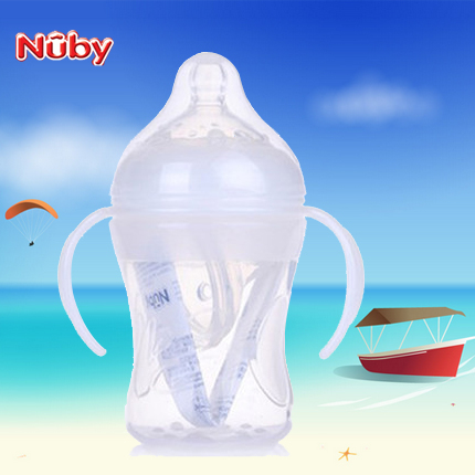 好孩子努比新生婴儿自然乳感系列PP训练奶瓶带柄宽口径240ml