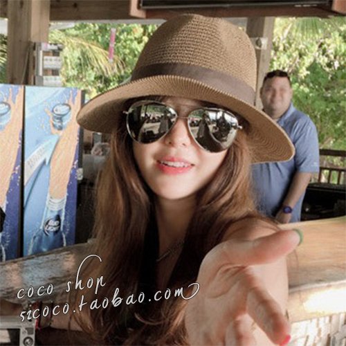 Japan spring and summer new travel visor straw hat female topper British casual Jazz hat Wild sun hat beach hat