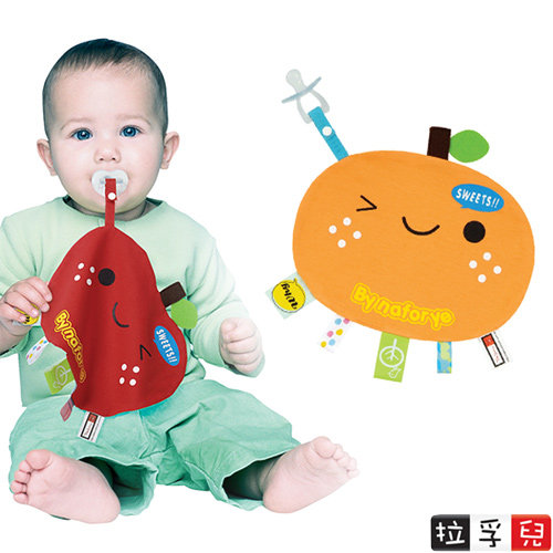 台湾官网直邮进口[拉孚儿 Naforye]一手掌握布标安抚巾-橘子