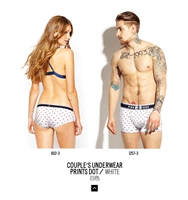 2 gói thương hiệu thủy triều Harajuku Châu Âu và Hoa Kỳ hải quân gió tròn chấm sọc quần boxer nam quần lót nữ tam giác quần lót size to