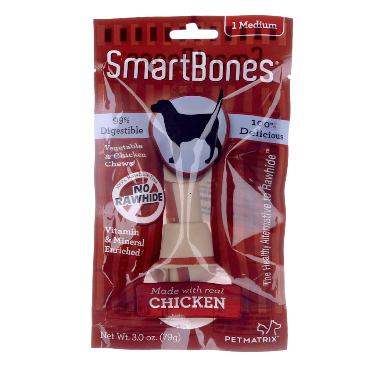 波奇网 宠物狗零食 SmartBones中号洁齿骨鸡肉味-1支装狗狗磨牙棒