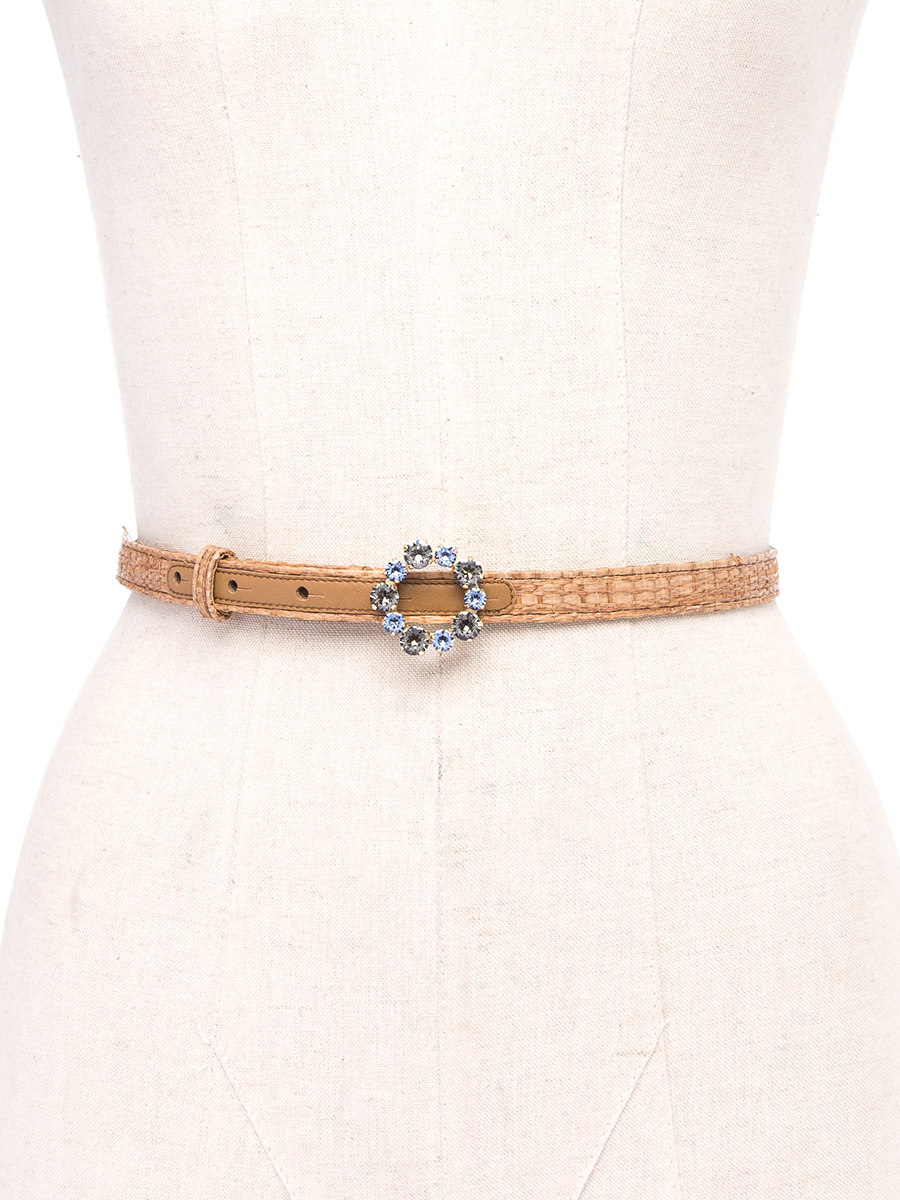Dolce&Gabbana 驼色水钻装饰编织细腰带