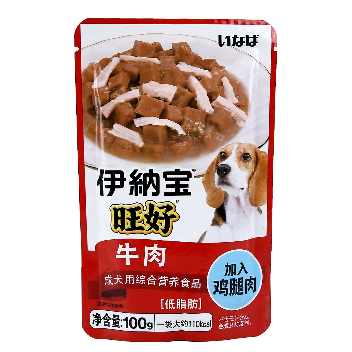 波奇网宠物狗零食湿粮伊纳宝旺好犬用鲜封包牛肉鸡腿肉狗零食100g