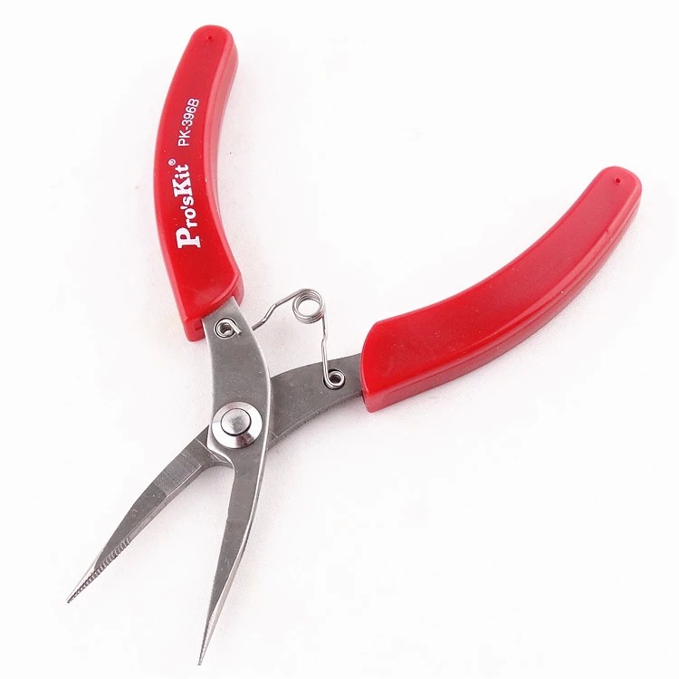 Taiwan Baogong 1PK-396B stainless steel red heart with teeth sharp-nose pliers with teeth fine-nose pliers 130mm