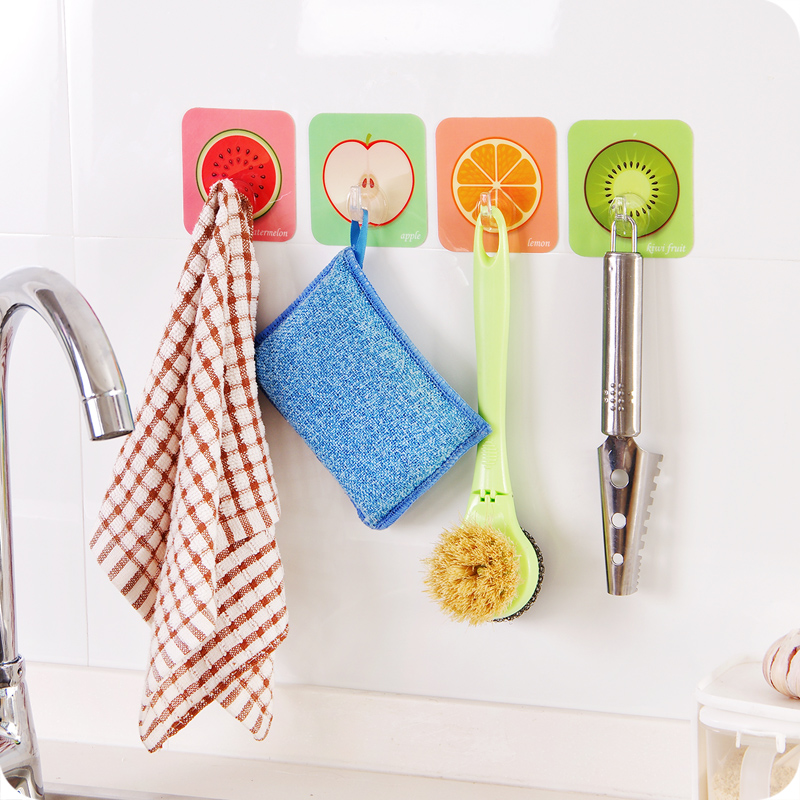 Creative fruit nail-free non-marking strong glue door back hook kitchen bathroom wall multi-purpose glue hook 1 pack