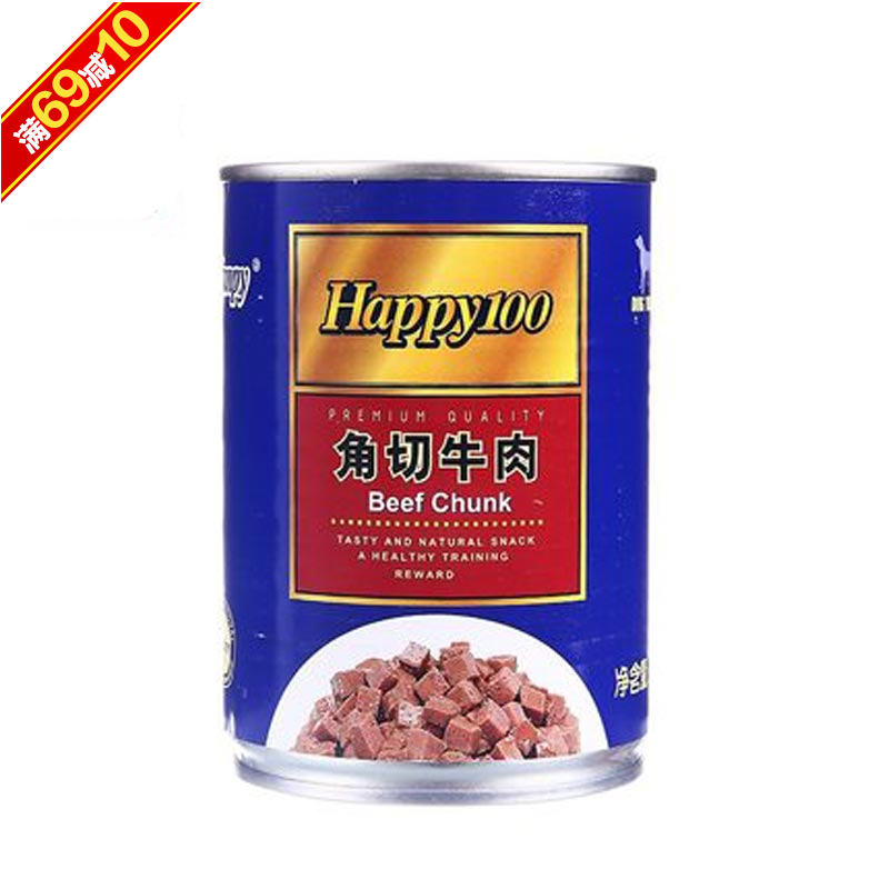 波奇网 宠物狗零食 顽皮happy100系列角切牛肉罐头湿粮375g狗罐头