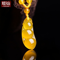 Yaocan Orange stone pendant Orange stone pendant Four seasons peace Bean Mens and womens necklace Wealth mascot