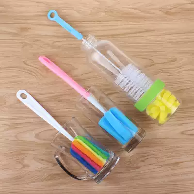 Long handle cup brush Sponge Washing cup brush Cleaning glass bottle shabu-shabu artifact Brush 360 degree rotating brush cup device