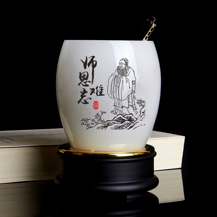 Send teacher glass jade high-end pen holder decoration classmate reunion anniversary commemorative company retirement gift custom LOGO