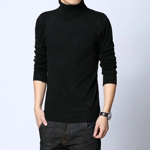 Hàn Quốc phiên bản của mùa đông dày của nam giới áo len cao cổ áo đáy áo thun áo len áo len màu tinh khiết áo len trắng