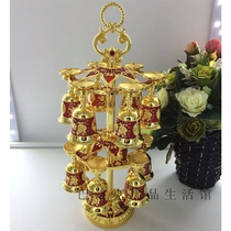 Russian-style European-style handicraft high-footed glass wine glass double hanging wine glass hanging cup holder metal wine fitting
