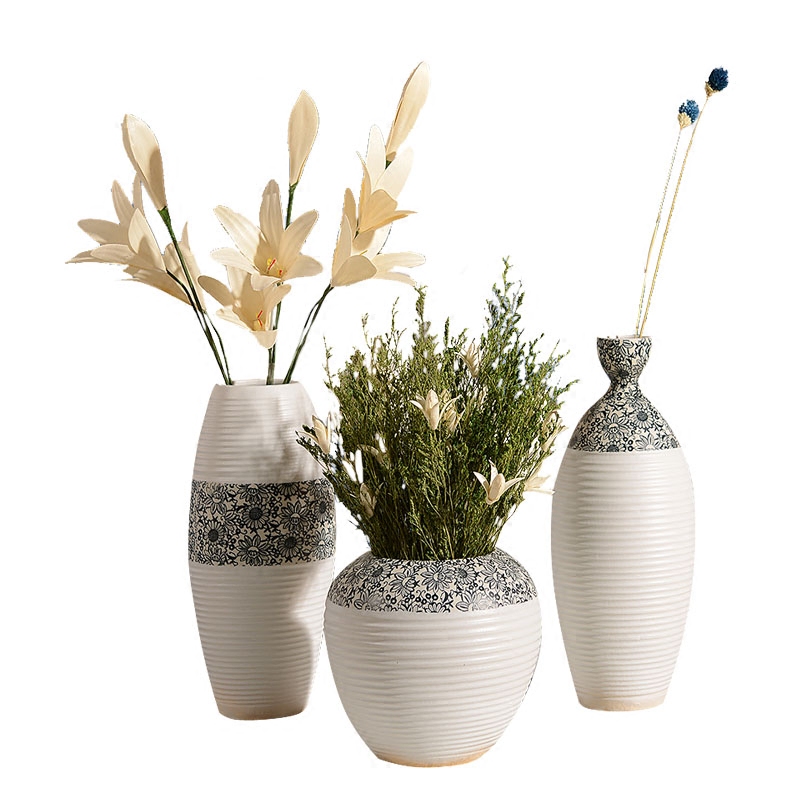 Jingdezhen ceramics dry flower vase is contracted and I household act the role ofing is tasted white flower implement creative living room table furnishing articles