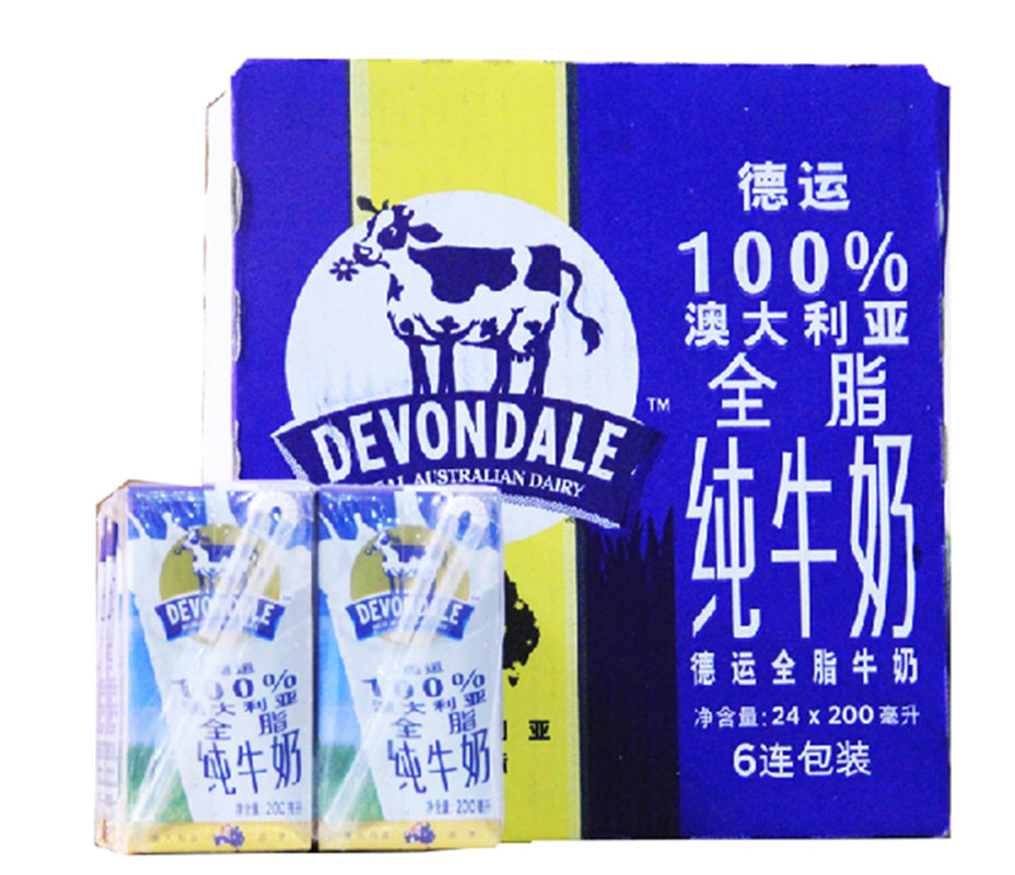 【天猫超市】澳大利亚原装进口 德运纯牛奶小盒 200ml*24 整箱