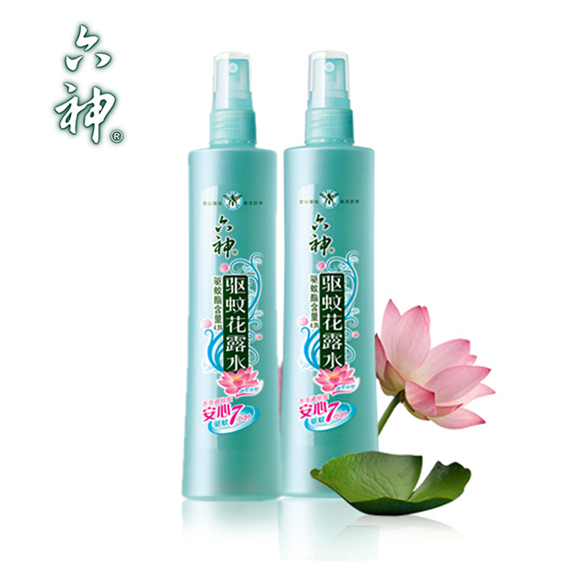正宗六神清凉舒爽不含避蚊胺冰莲香型健康驱蚊花露水180ml*2套装