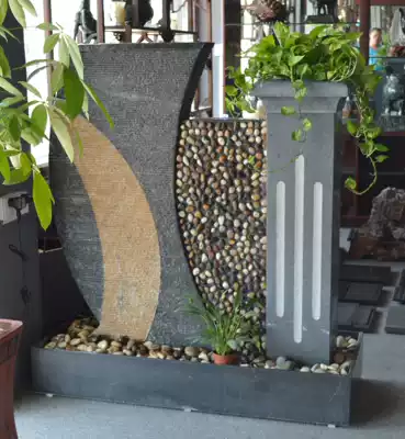 Water curtain wall rockery fountain Lucky waterscape decoration Stone fountain Pool decoration Inkstone fountain Inkstone running water
