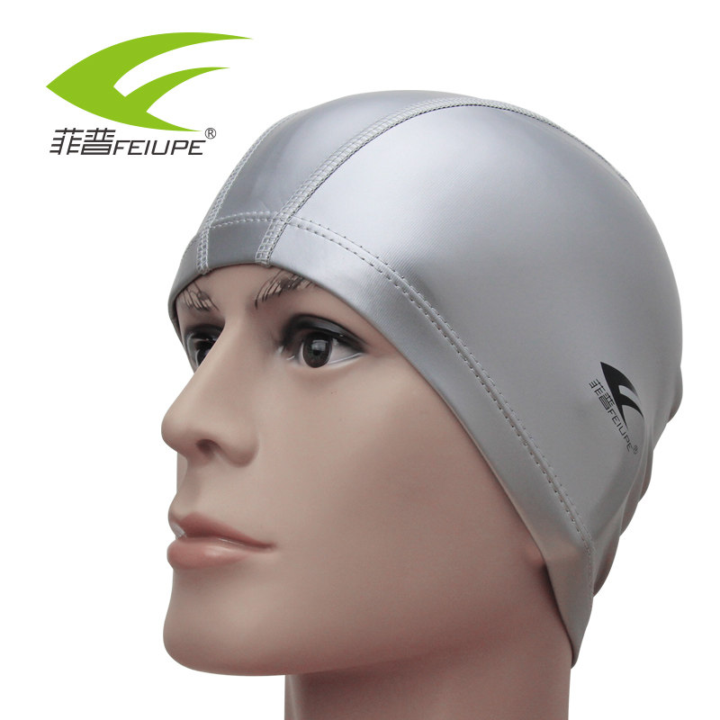 Plain women's swimming cap, hot spring large long hair swimming cap, waterproof ear protection PU coating cap, male professional swimming cap