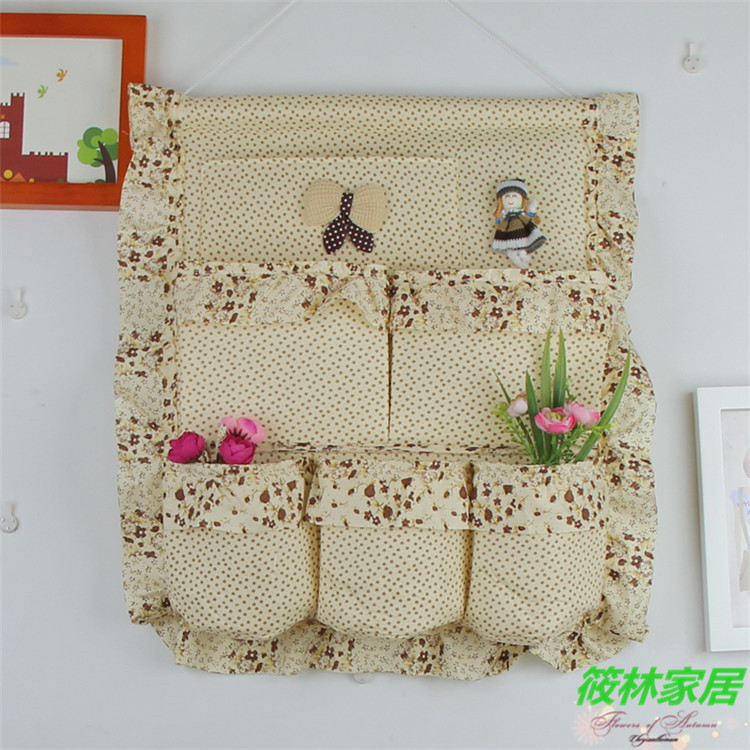 Small fresh fabric hanging bag multi-layer storage hanging belt wall hanging belt storage hanging bag special promotion
