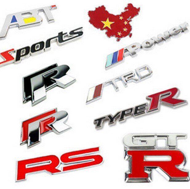 RS Pure Metal Car Logo 3D Cubic Car Reloading Label Sport Soul GTR Che Letter Car Sticker