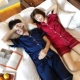 Cặp vợ chồng băng lụa ngắn tay ngắn đồ ngủ phù hợp với phiên bản Hàn Quốc của nam giới và phụ nữ lỏng lẻo mùa hè mỏng phần dịch vụ nhà gợi cảm đồ bộ mùa hè cho nam nữ Cặp đôi