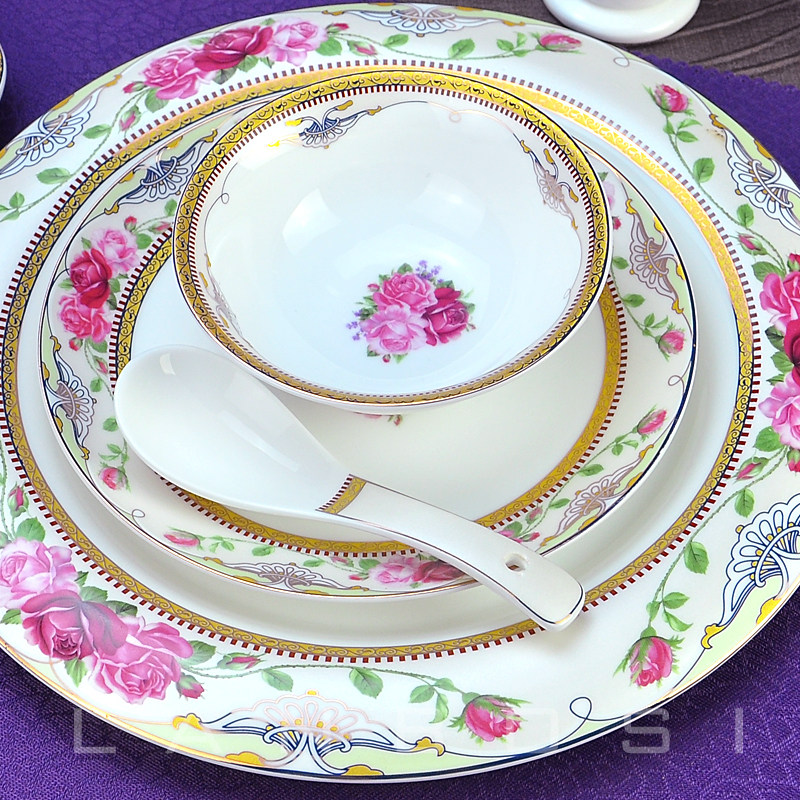 High-end restaurant catering hotel luxury box club tableware hotel table set ceramic bowl plate spoon