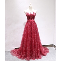 Red Bag Shoulder Handmade Bright Sheet Evening Gown Bride Toast Return Door Dinner Walk Show Host Famous for a long time