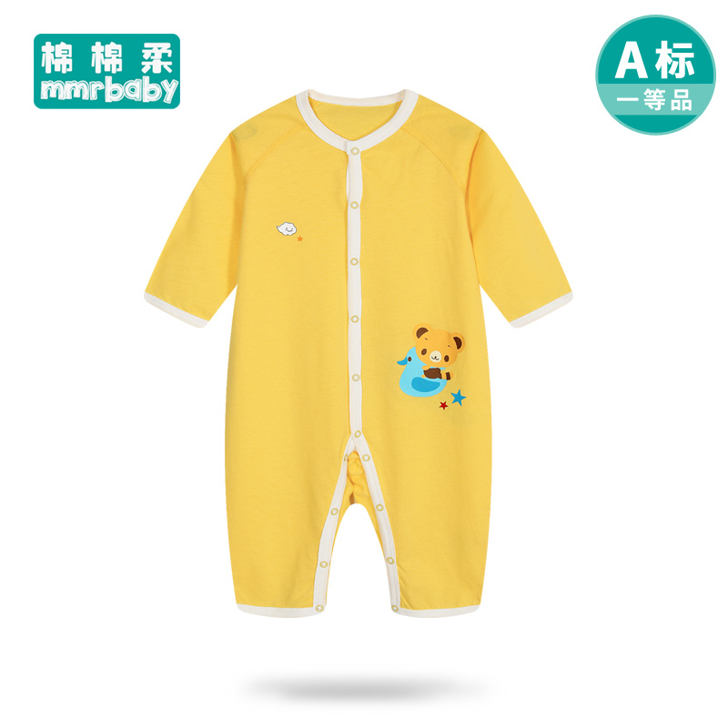 棉棉柔宝宝连体睡衣纯棉婴儿哈衣长袖儿童衣服新生儿爬服春夏童装