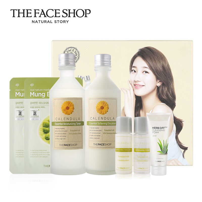 【聚】The Face Shop金盏花水乳两件套补水保湿韩国护肤品