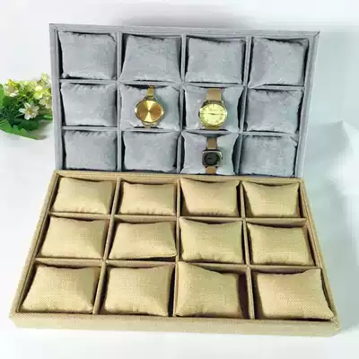 Ice velvet 12 grid watch box pillow bag hand tray linen watch storage box hand jewelry storage box