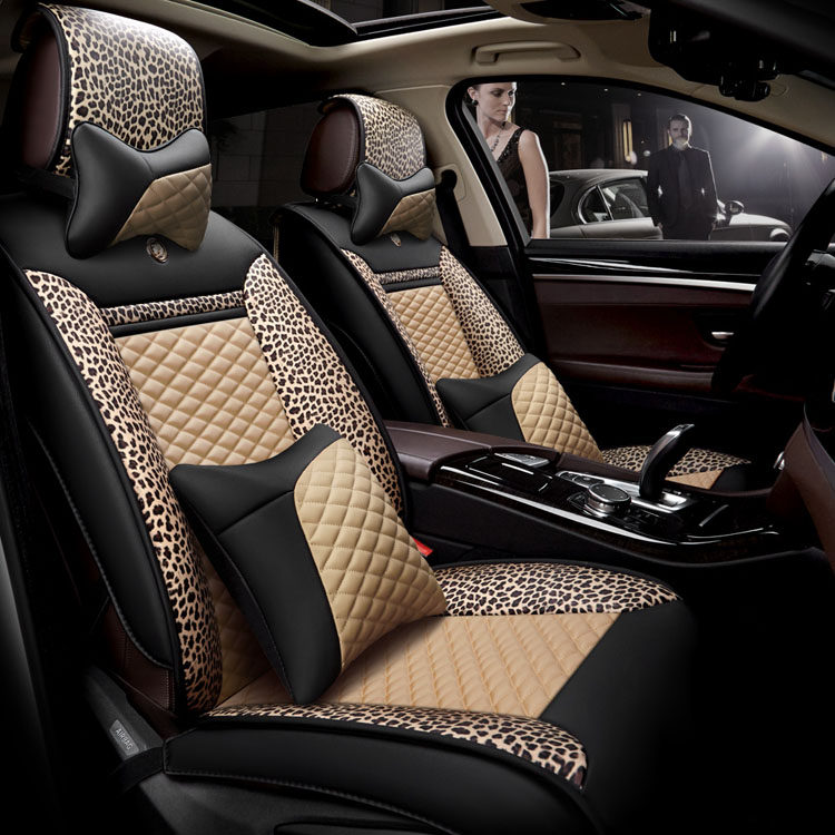 豹纹汽车座垫福特新蒙迪欧福克斯POLO速腾途观四季通用皮革坐垫套