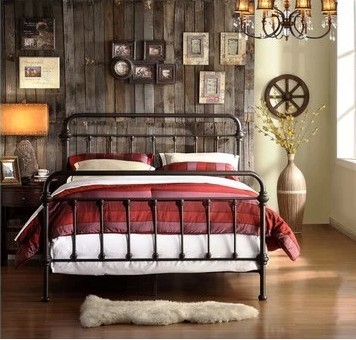 American country Wrought iron double bed 1 2 meters 1 5 meters 1 8 meters single bed Iron bed frame Pastoral retro bed spot