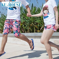 Quần đi biển quần short nam phiên bản Hàn Quốc của cặp đôi quần đi biển size lớn rộng hoa rộng quần thể thao năm quần nhanh khô - Quần bãi biển 	quần đi biển tập thể