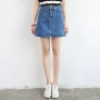 Hàn Quốc phiên bản của retro một từ denim váy màu xanh đậm cao eo là gói mỏng hip denim váy chiếc ô mới váy một từ váy nữ chân váy tutu