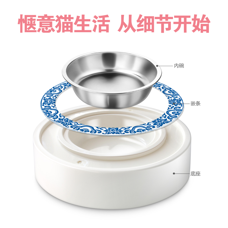 猫乐适猫碗 不锈钢树脂猫盆防滑猫咪用品宠物喂食器泰迪用品包邮