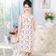 Trung niên và tuổi già nightdress nữ mùa hè không tay vòng cổ dài váy lỏng kích thước lớn cotton lụa nightdress mẹ đồ ngủ nhà giản dị