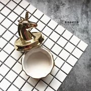 Xuất khẩu sang Hoa Kỳ Bắc Âu sang trọng vàng kỳ lân gốm trang sức hộp lưu trữ hộp trang trí mềm