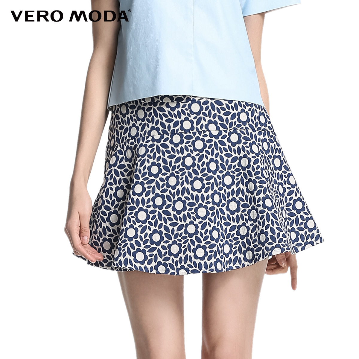 Vero Moda舒适面料太阳花印花拼接设计A摆半裙|315116023