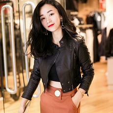 Кожаная куртка Кожа кожа женщин короткий