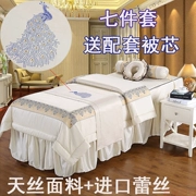 Beauty Quảng trường dệt bedspread thẩm mỹ viện làm đẹp với một màu Tencel denim tùy chỉnh massage chăn bedspread rắn - Trang bị tấm