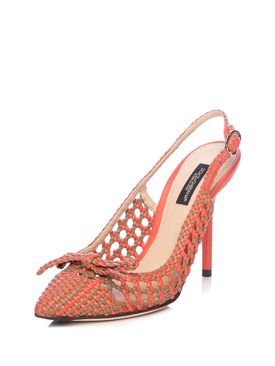 Dolce&Gabbana 拼色编织蝴蝶结装饰高跟鞋