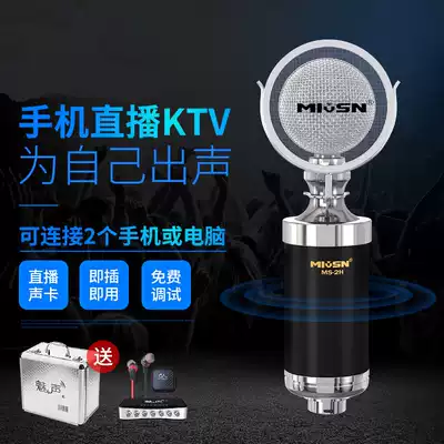 Charm T6-2 USB independent external sound card set universal equipment full set of computer laptop desktop phone anchor live condenser microphone K song fast hand shake sound call wheat recording