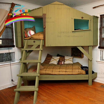 Solid wood american house bed children's furniture