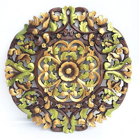 Special Creative Crafts Round Description of Solid Wooden Carving Painting Living Room Wall Accessories Naturally