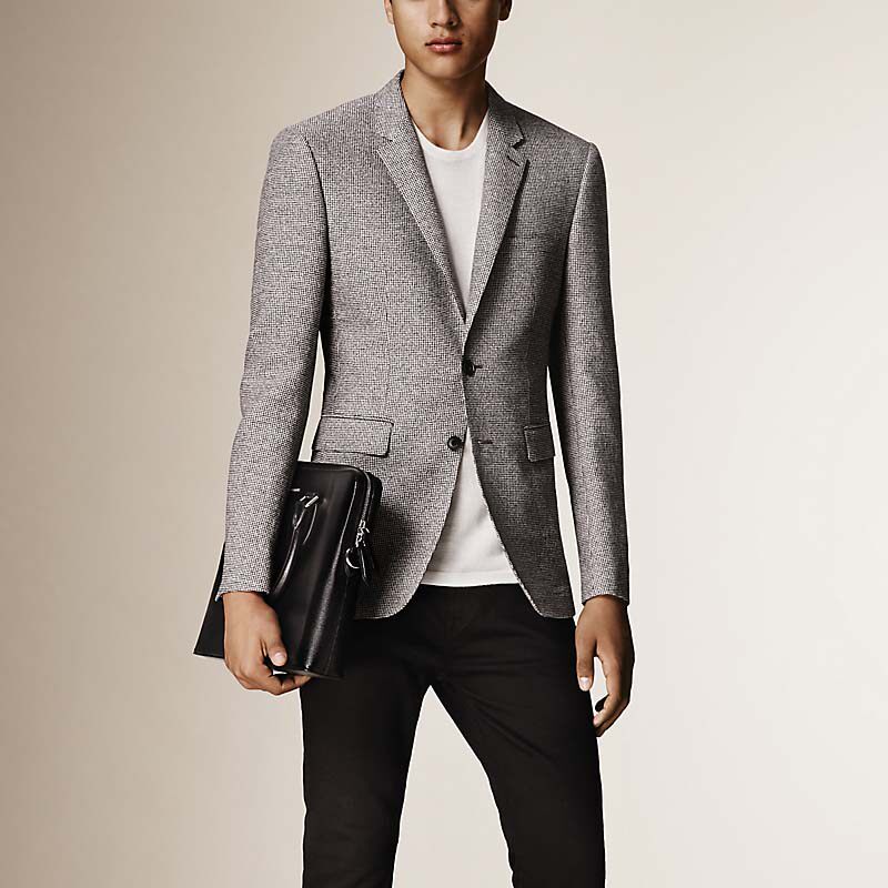 BURBERRY/博柏利修身剪裁幼犬牙型图案棉毛混纺合身外套 40061471